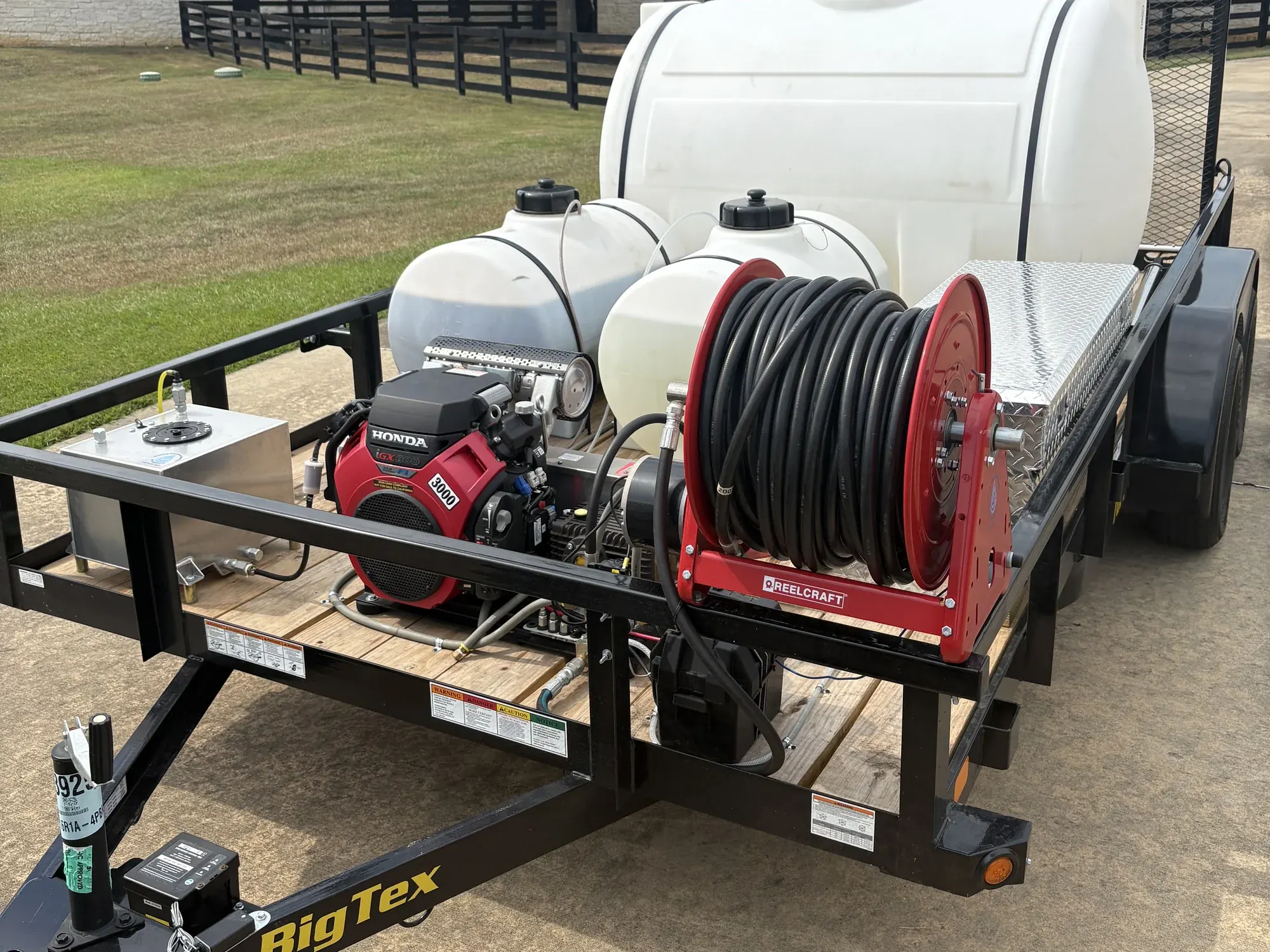 Pressure washer unit being fitted out at the shop